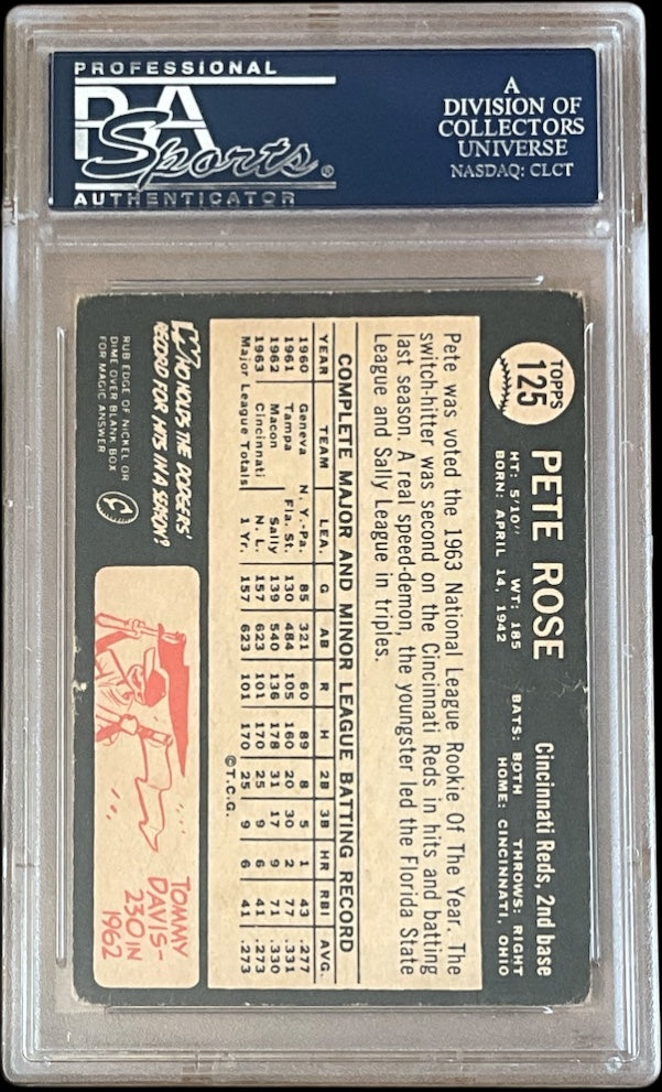 1964 Venezuela Topps Pete Rose #125 ALL STAR ROOKIR PSA 3 RARE HOF? REDS
