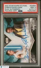 2021 Topps Star Wars Stellar Signature Dual Auto B. Williams Daisy Ridley PSA 9