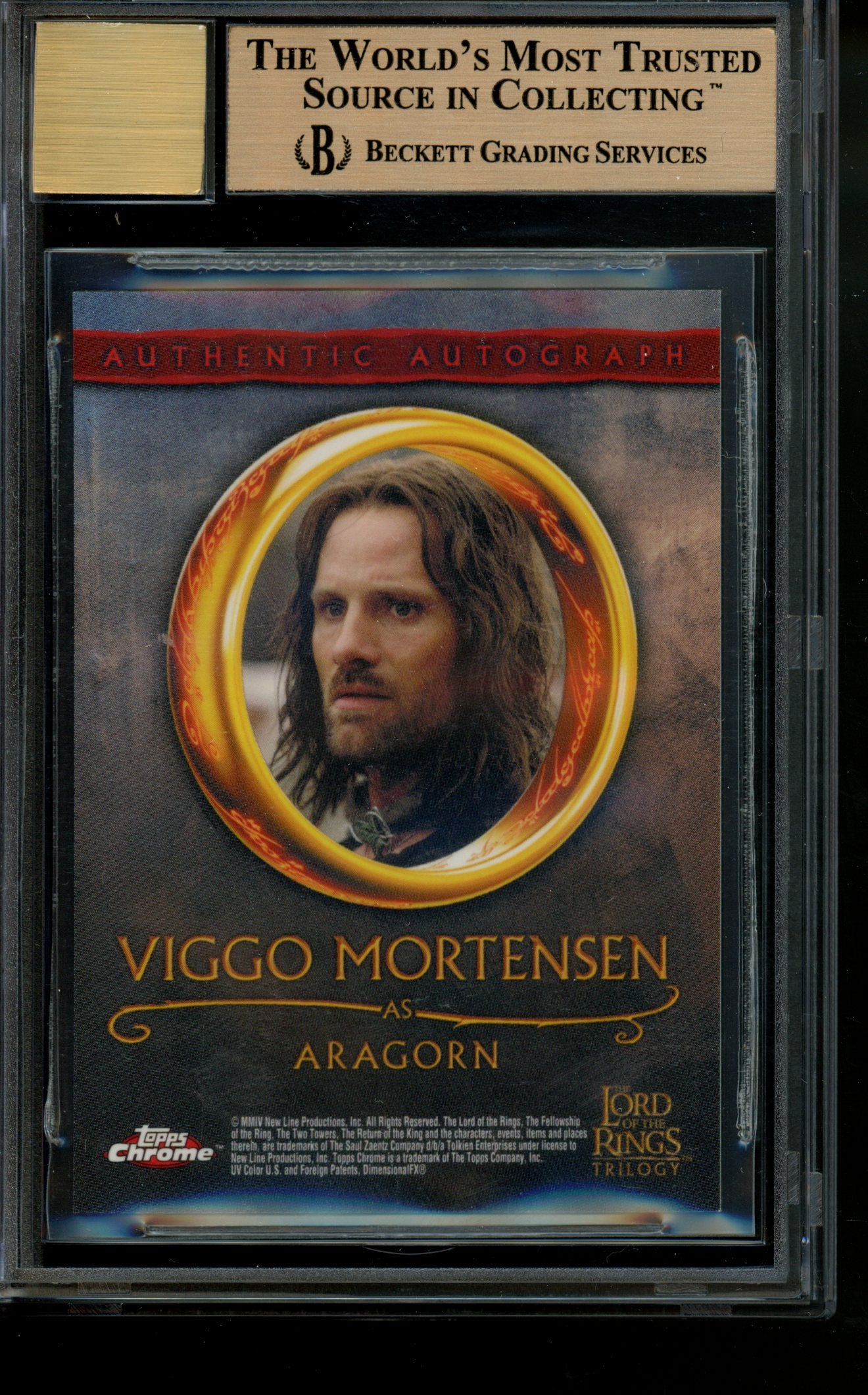 Topps Lord of the Rings Chrome Autograph Viggo Mortensen Aragorn Auto BGS 9.5