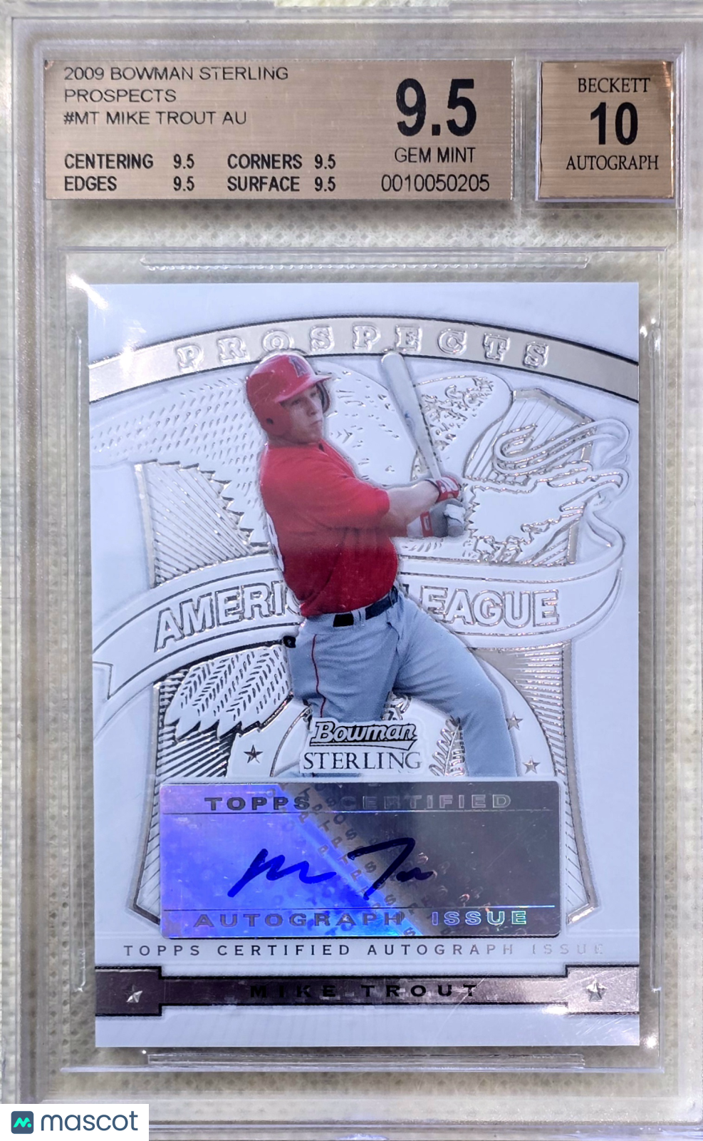 2009 Bowman Sterling Prospects Mike Trout Rookie BGS 9.5 Auto 10