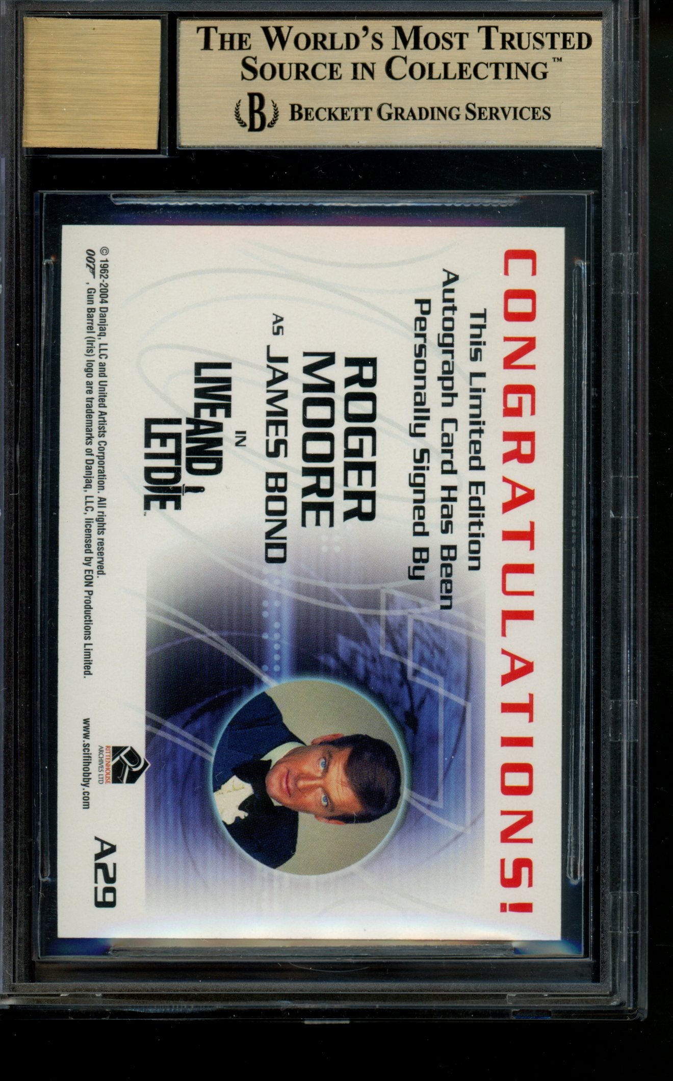 2004 James Bond Autograph Roger Moore Short Print Limited Auto BGS 9.5/10