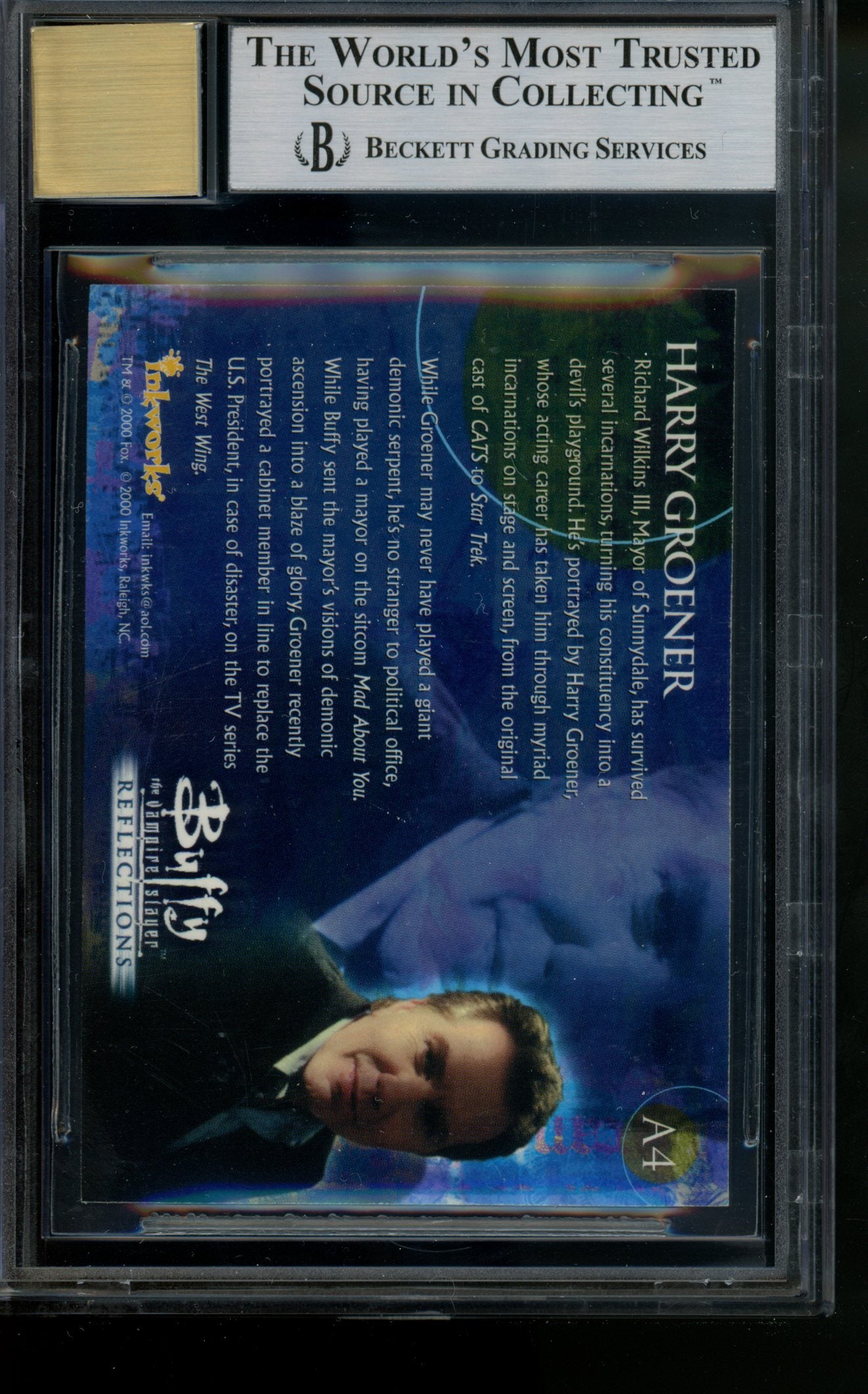 2000 Buffy the Vampire Slayer Ref Autograph Harry Groener Wilkins Auto BGS 9/10