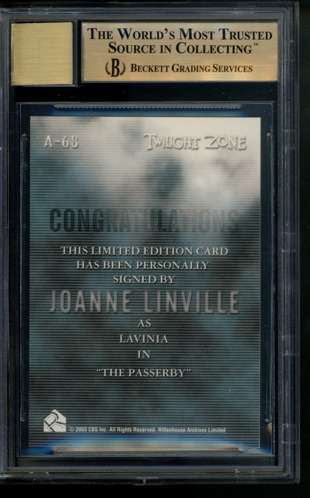2005 Twilight Zone Science Superstition Autograph Joanne Linville Auto BGS 9.5