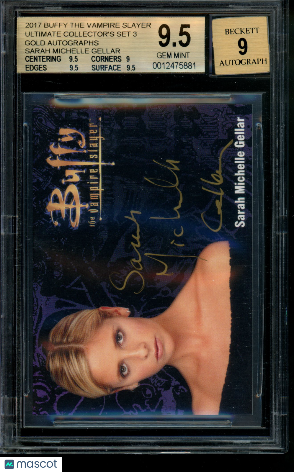 2017 Buffy the Vampire Slayer Gold Ink Autograph Sarah Michelle Gellar BGS 9.5