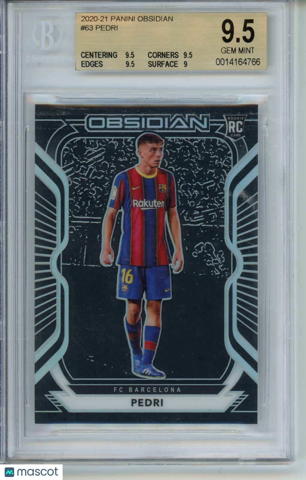 2020-21 Panini Obsidian Pedri #63 016/195 Rookie RC BGS 9.5 Gem Mint POP 2 Spain