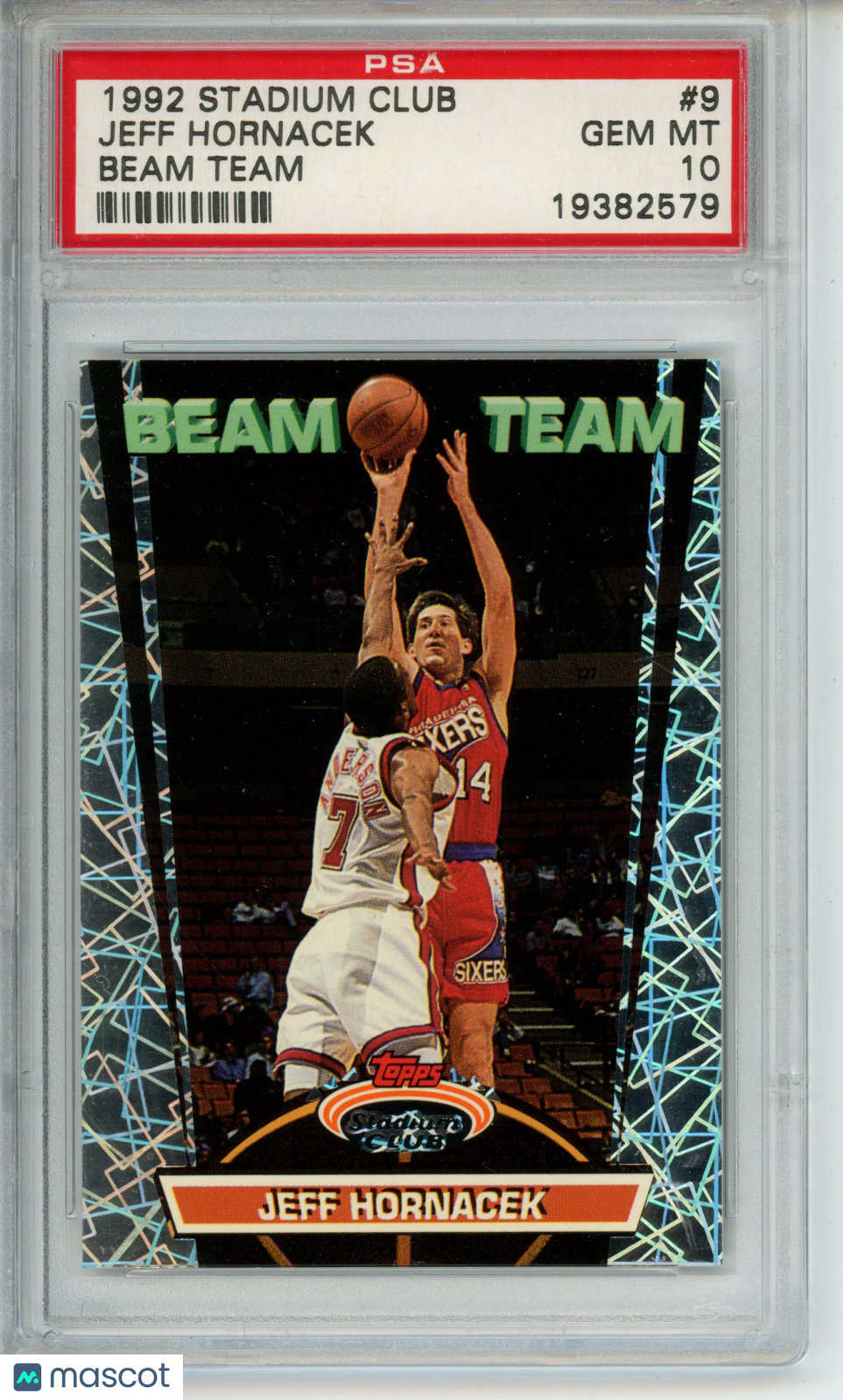 1992-93 Stadium Club Jeff Hornacek #9 Beam Team PSA 10 Gem Philadelphia 76ers
