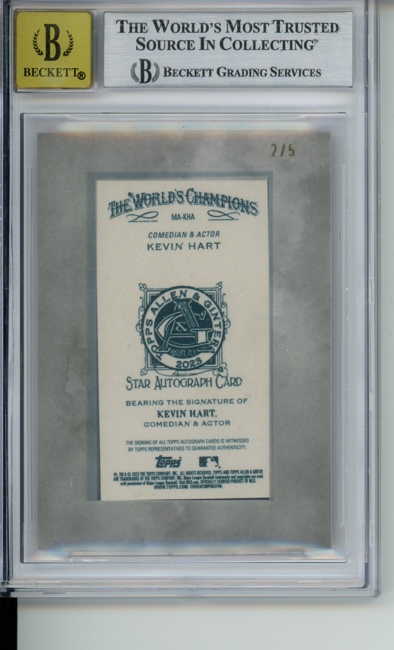2023 Topps Allen Ginter X Kevin Hart Mini Silver Frame Gold Ink Auto /5 BGS 9/10