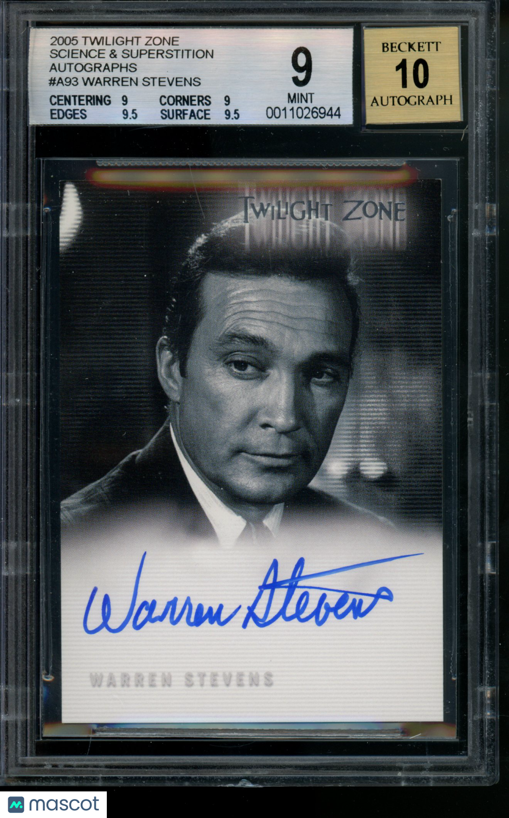 2005 Twilight Zone Science and Superstition Autograph Warren Stevens Auto BGS 9
