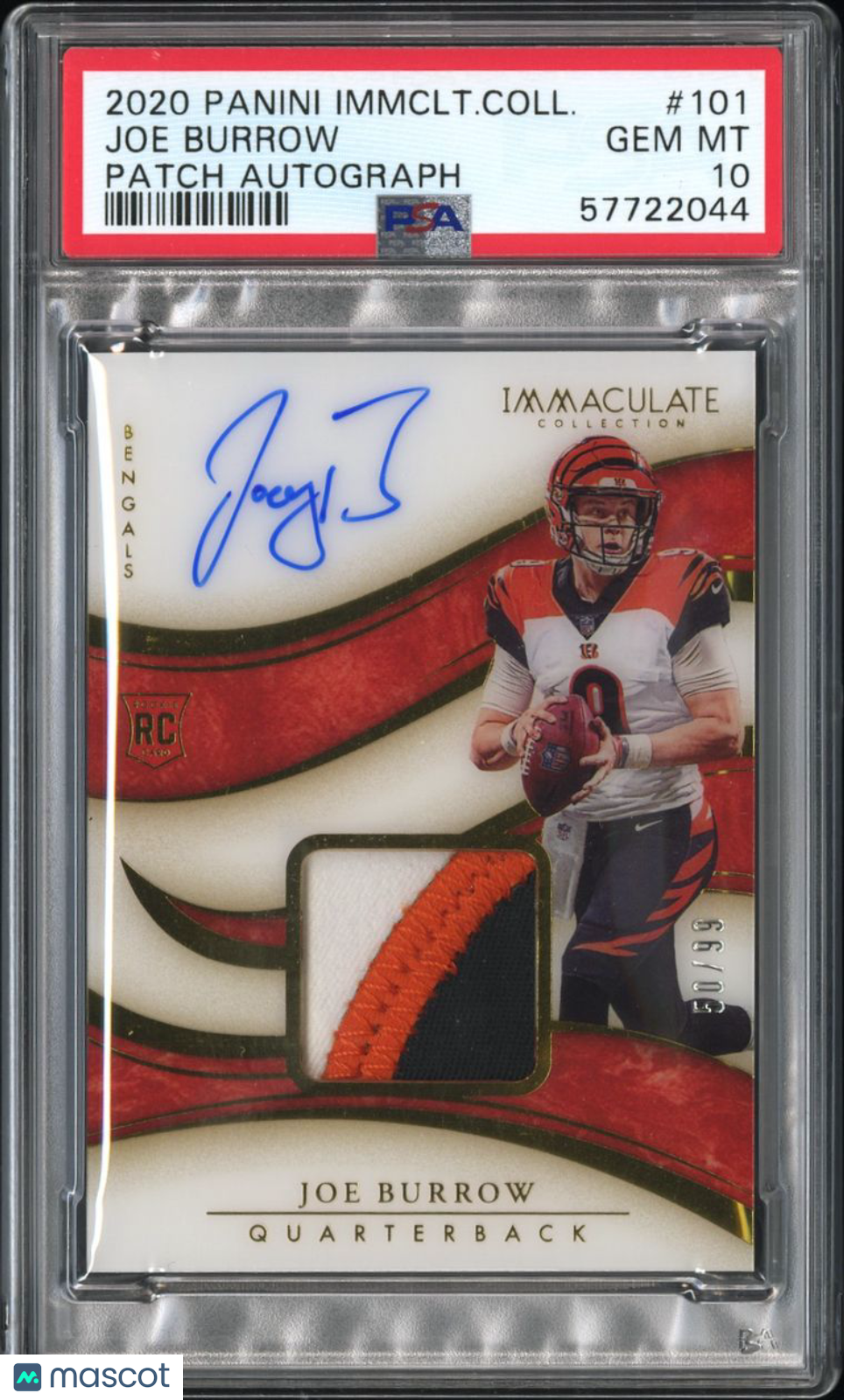 JOE BURROW 2020 IMMACULATE LOGO PATCH RPA AUTO /99 ROOKIE PSA 10 GEM POP1🔥