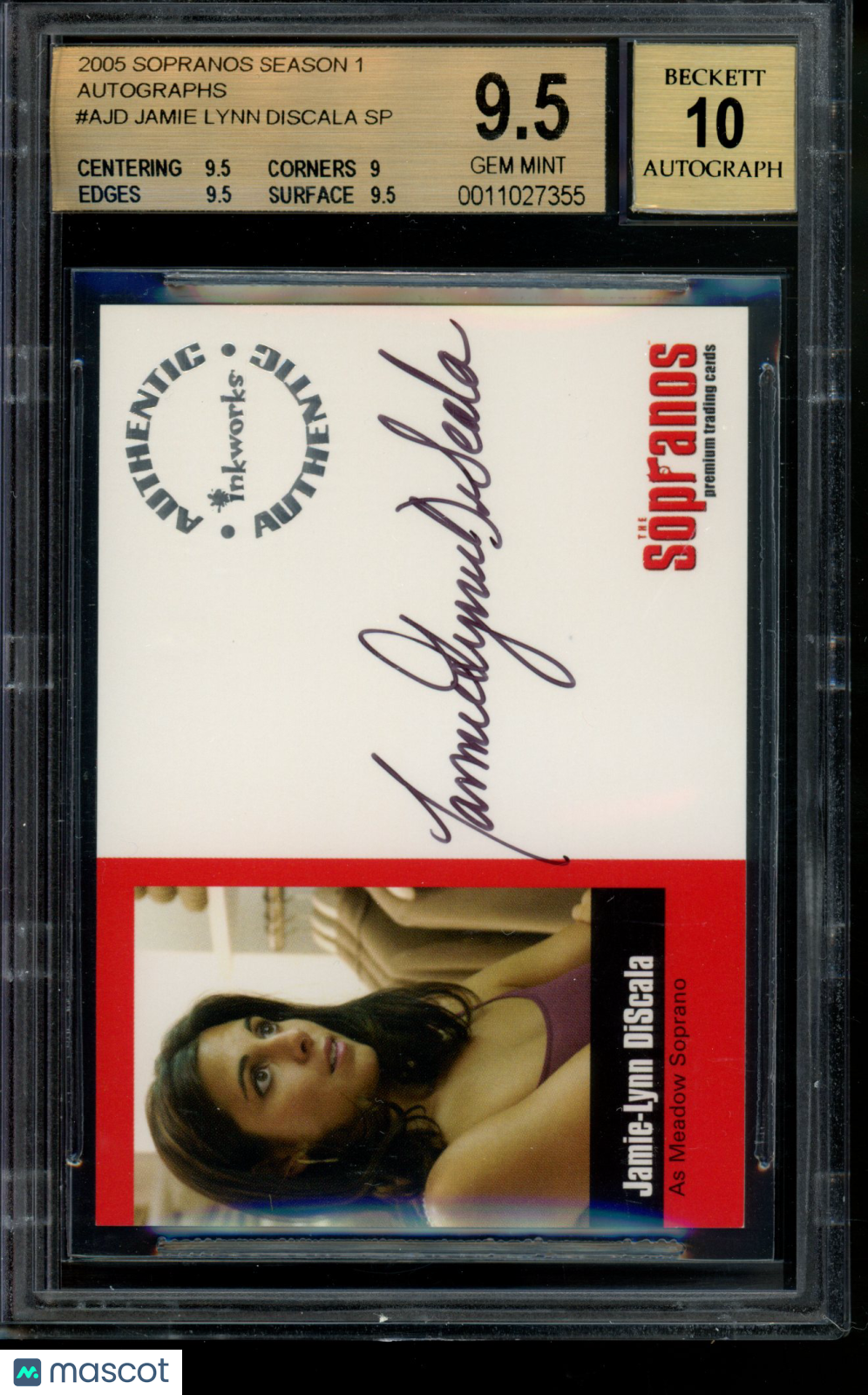 2005 The Sopranos Autograph Jamie Lynn Discala Meadow Soprano SP Auto BGS 9.5