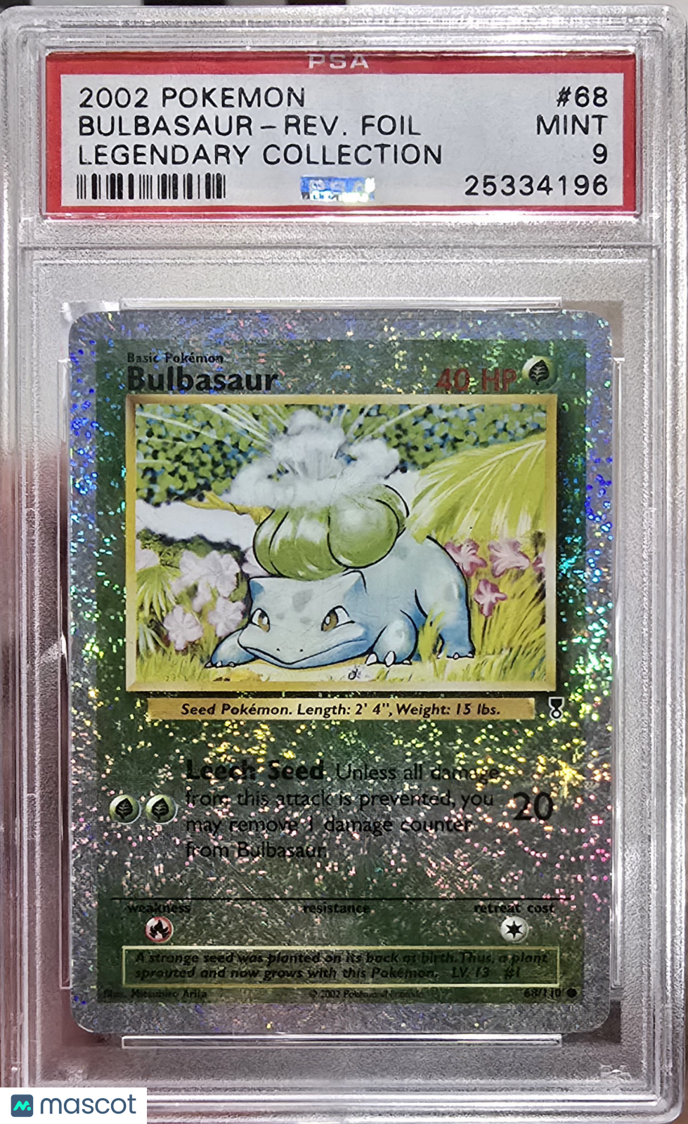 2002 Pokemon Legendary Collection Bulbasaur-Reverse Foil #68 PSA 9 Mint