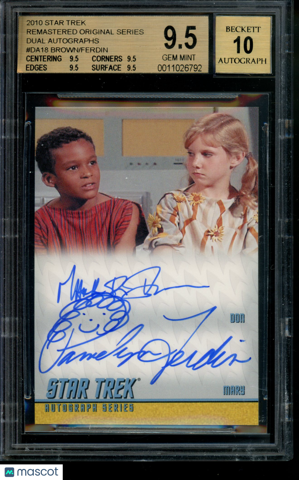 2010 Star Trek TOS Pamelyn Ferdin Mark Robert Brown Limited Dual Auto BGS 9.5/10