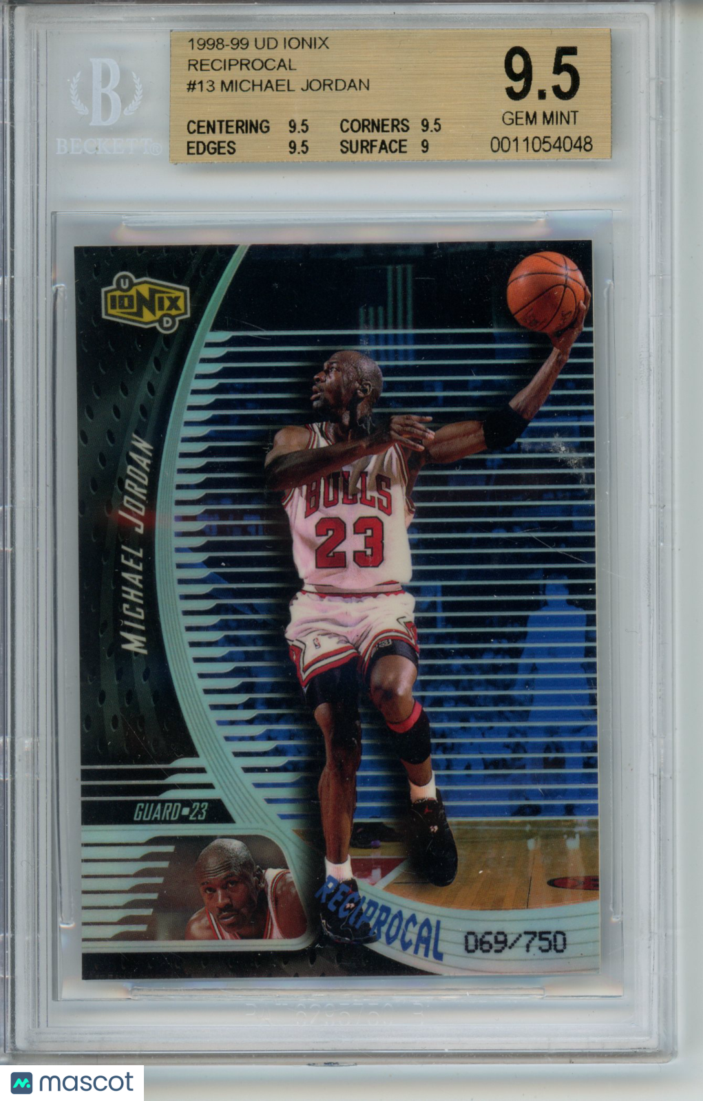 1998-99 Upper Deck Ionix Michael Jordan #R13 Reciprocal 69/750 BGS 9.5 Bulls HOF