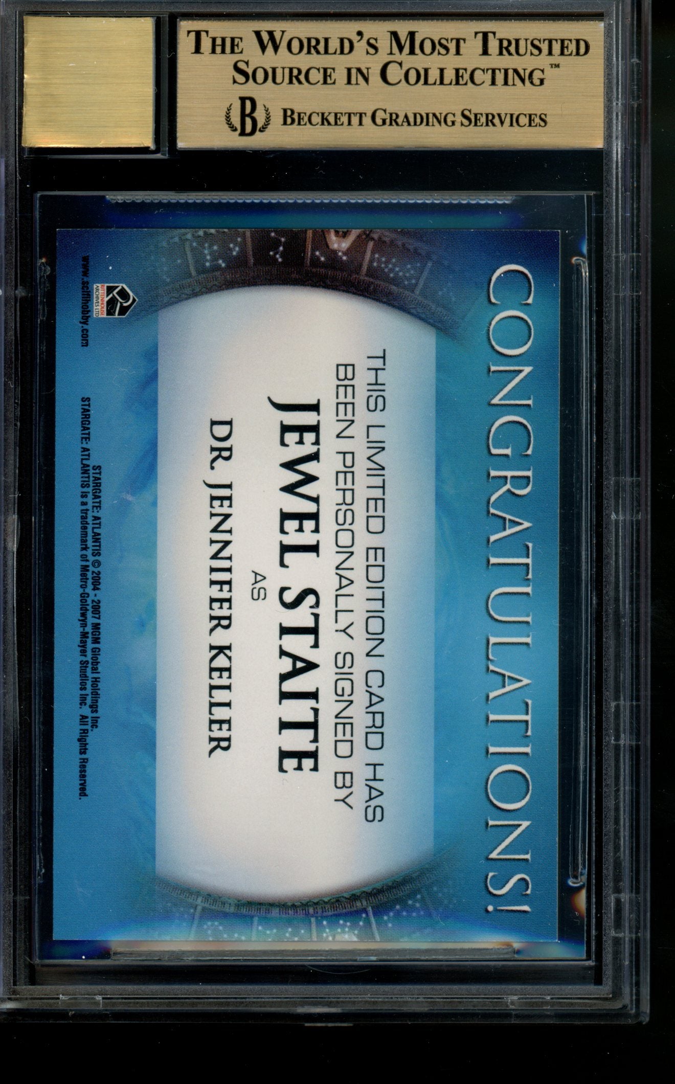 2008 Stargate Atlantis Autograph Jewel Staite Limited Auto BGS 9.5/10 Gem POP 1