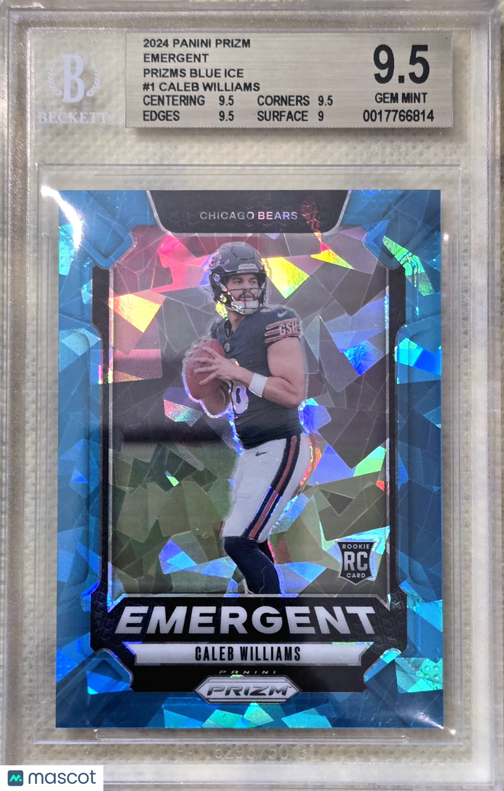 2024 Panini Prizm Caleb Williams #1 Rookie RC Blue Ice #/99 BGS 9.5 Gem Mint