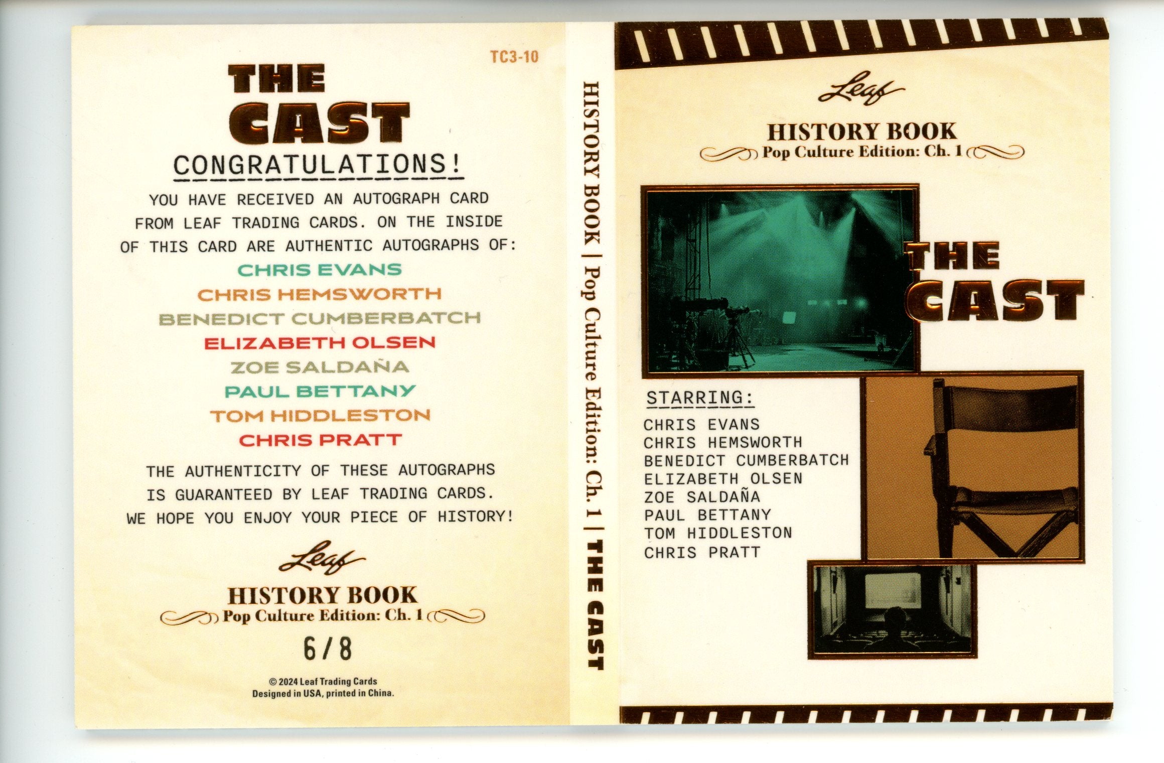 2024 Leaf History Book Pop Culture Marvel The Cast Auto Evans Hemsworth Pratt