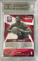 2014 Spectra Prizm Gold Joel Embiid AUTO PATCH #/10 #103 BGS 8.5/10 ROOKIE RPA