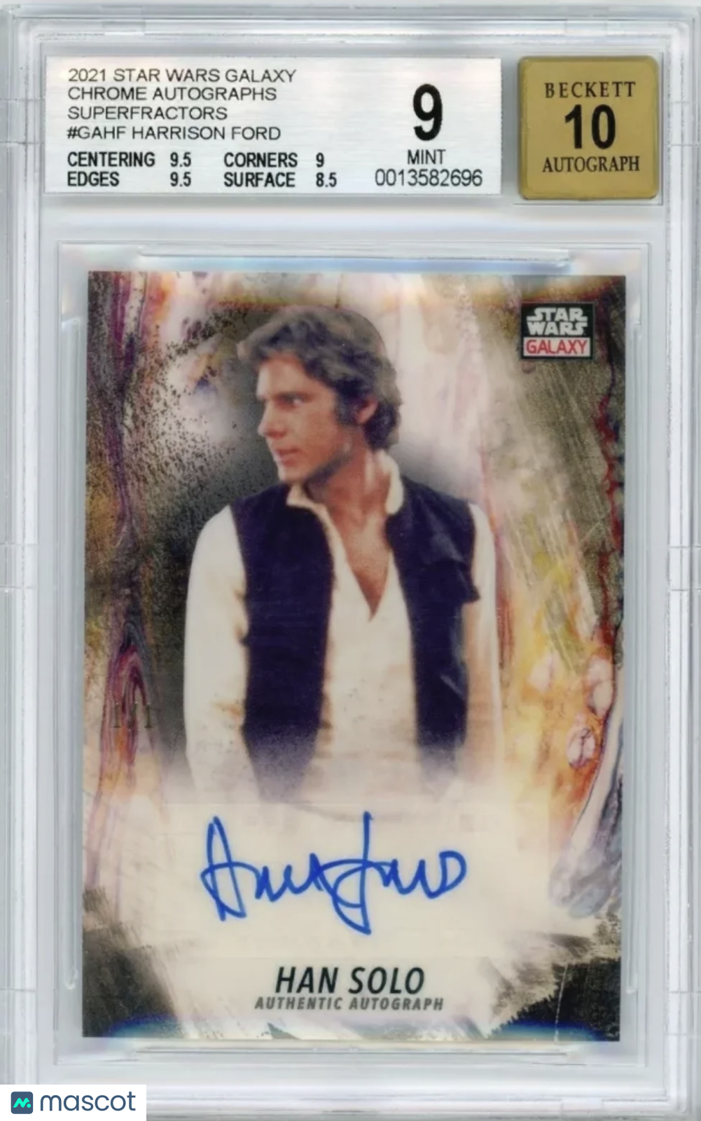 2021 Star Wars Galaxy Chrome Autographs Superfractors Harrison Ford #GAHF BGS 9