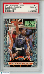 1992-93 Stadium Club Shaquille O'Neal #21 Beam Team Rookie PSA 10 Gem Mint Magic