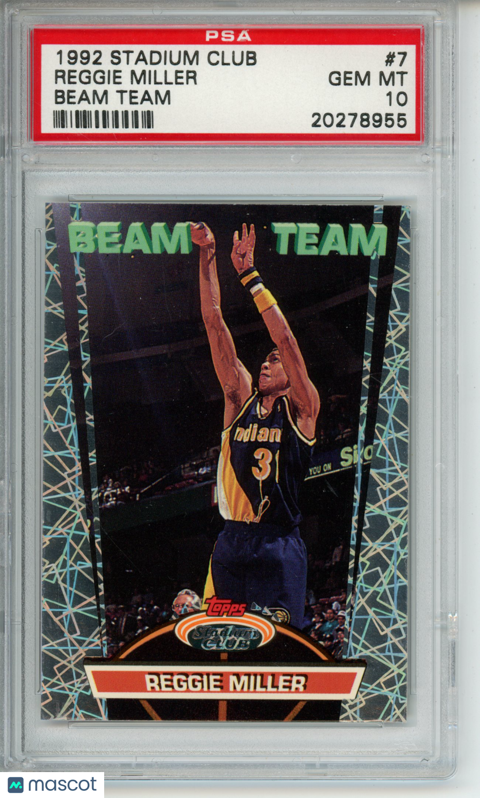1992-93 Stadium Club Reggie Miller #7 Beam Team PSA 10 Gem Indiana Pacers HOF