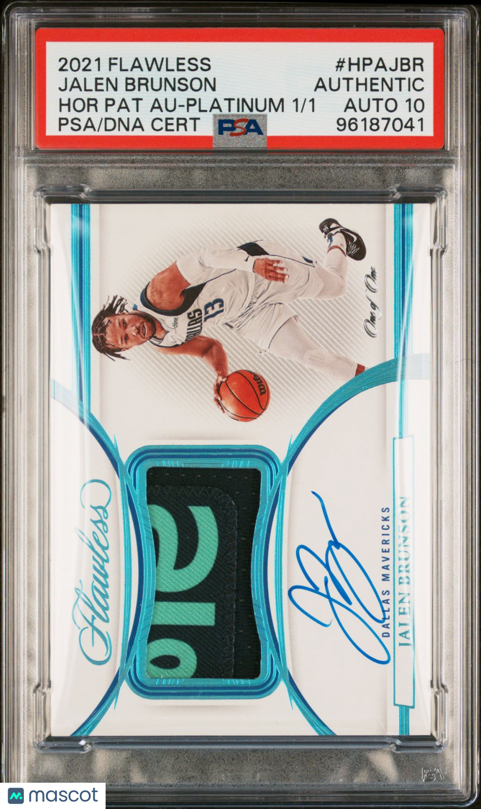 2021 Panini Flawless Horizontal Patch Auto Jalen Brunson #1/1 Platinum PSA Auth