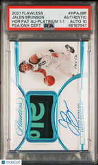 2021 Panini Flawless Horizontal Patch Auto Jalen Brunson #1/1 Platinum PSA Auth