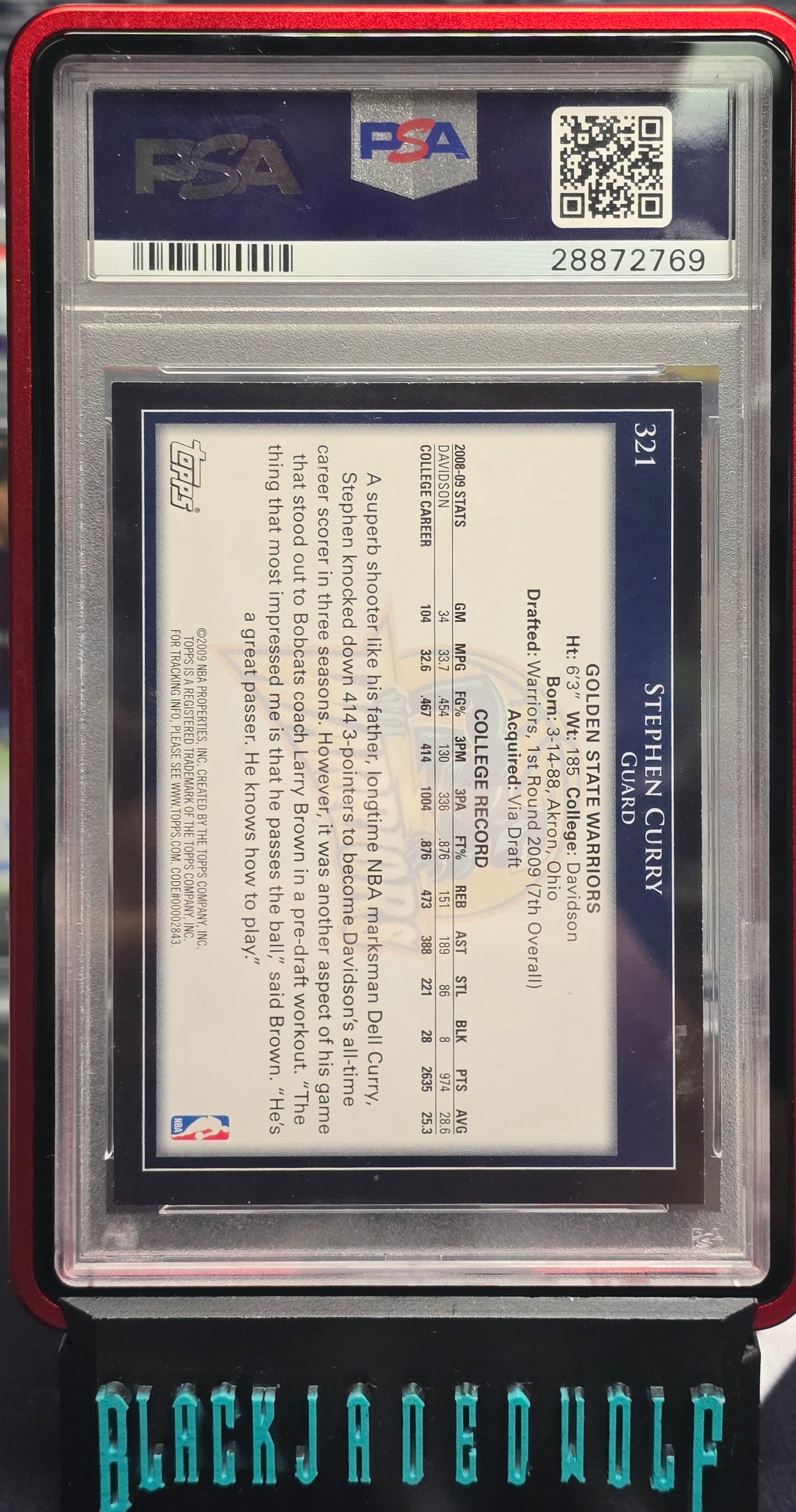 2009 Topps Stephen Curry #321 Rookie RC PSA 9 Mint Tough 🔥