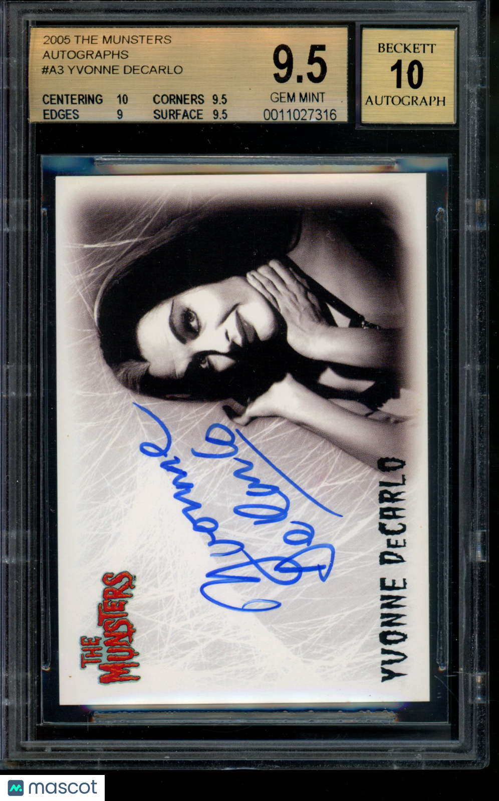 2005 The Munsters Autograph Yvonne DeCarlo Lily Munster Limited Auto BGS 9.5/10