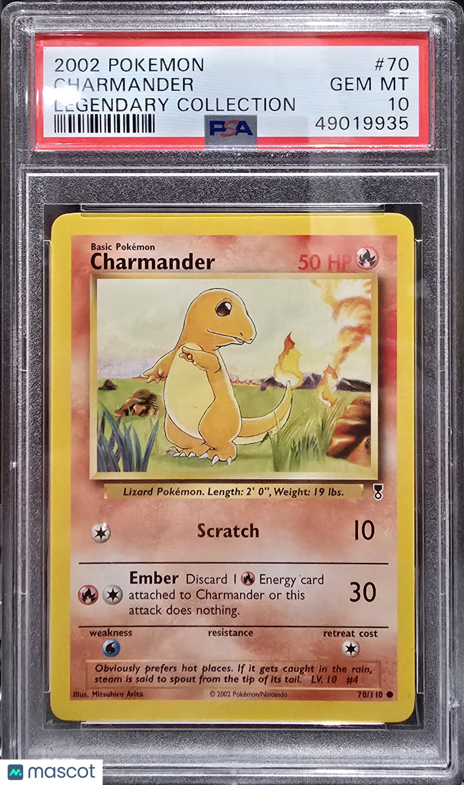 2002 Pokemon Legendary Collection Charmander PSA 10 #70 Gem Mint Low Pop