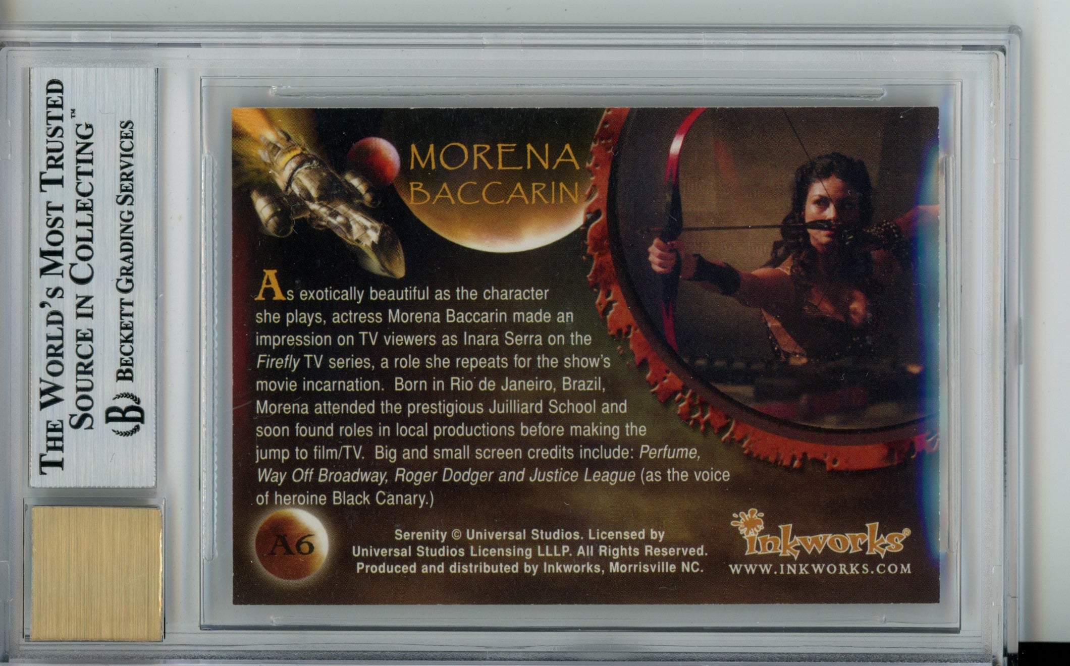 2005 Serenity Autographs Morena Baccarin #A6 BGS 9/10 Auto