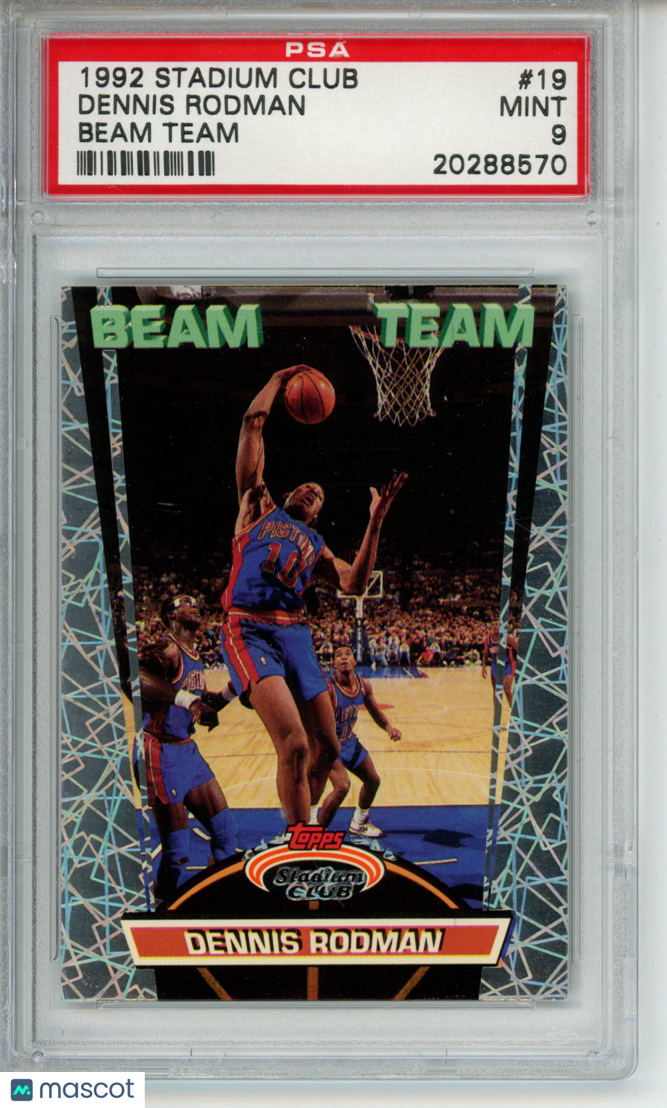 1992-93 Stadium Club Dennis Rodman #19 Beam Team PSA 9 Mint Detroit Pistons HOF