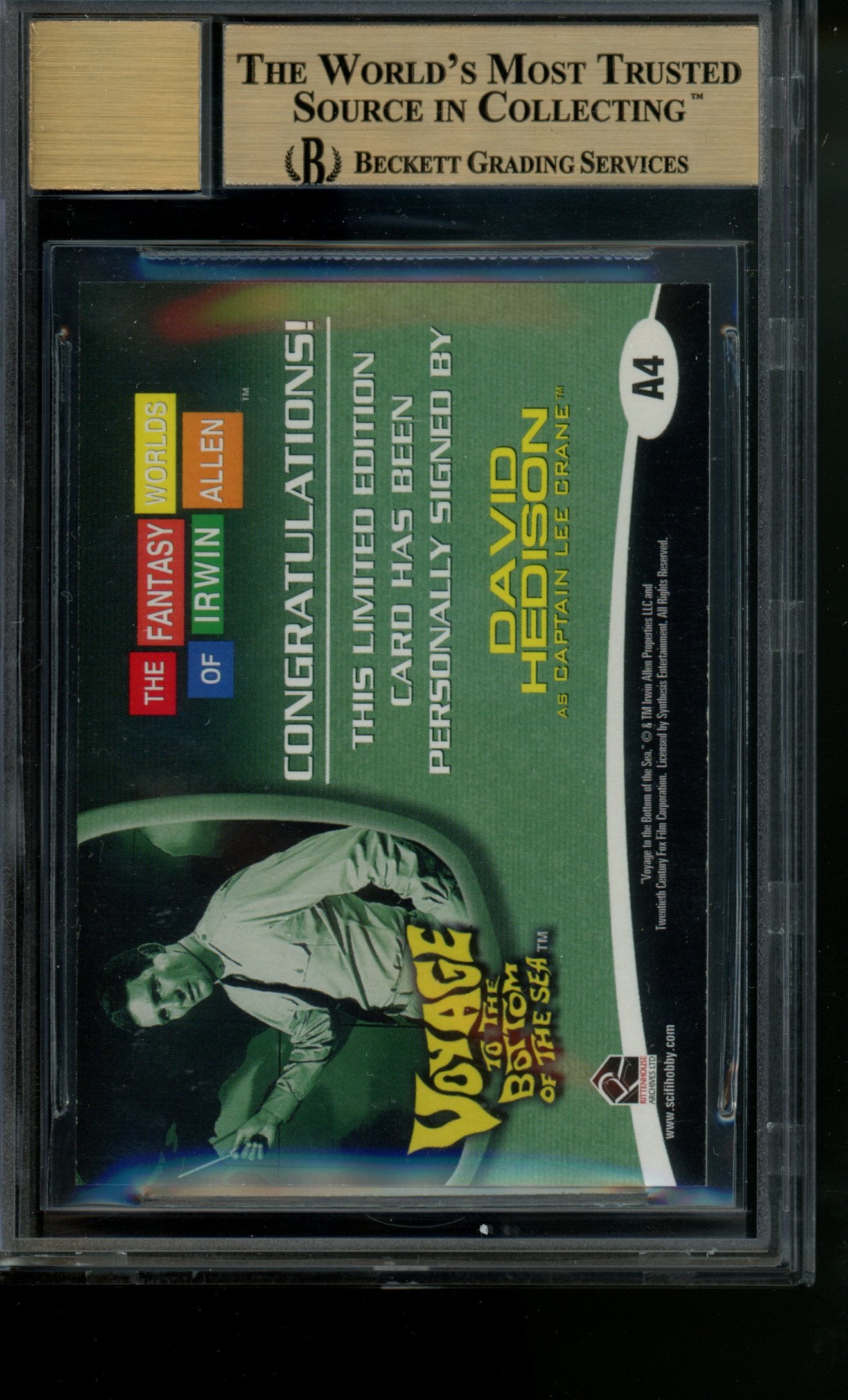 2003 Fantasy Worlds of Irwin Allen Autograph David Hedison Auto #A4 BGS 9.5/10