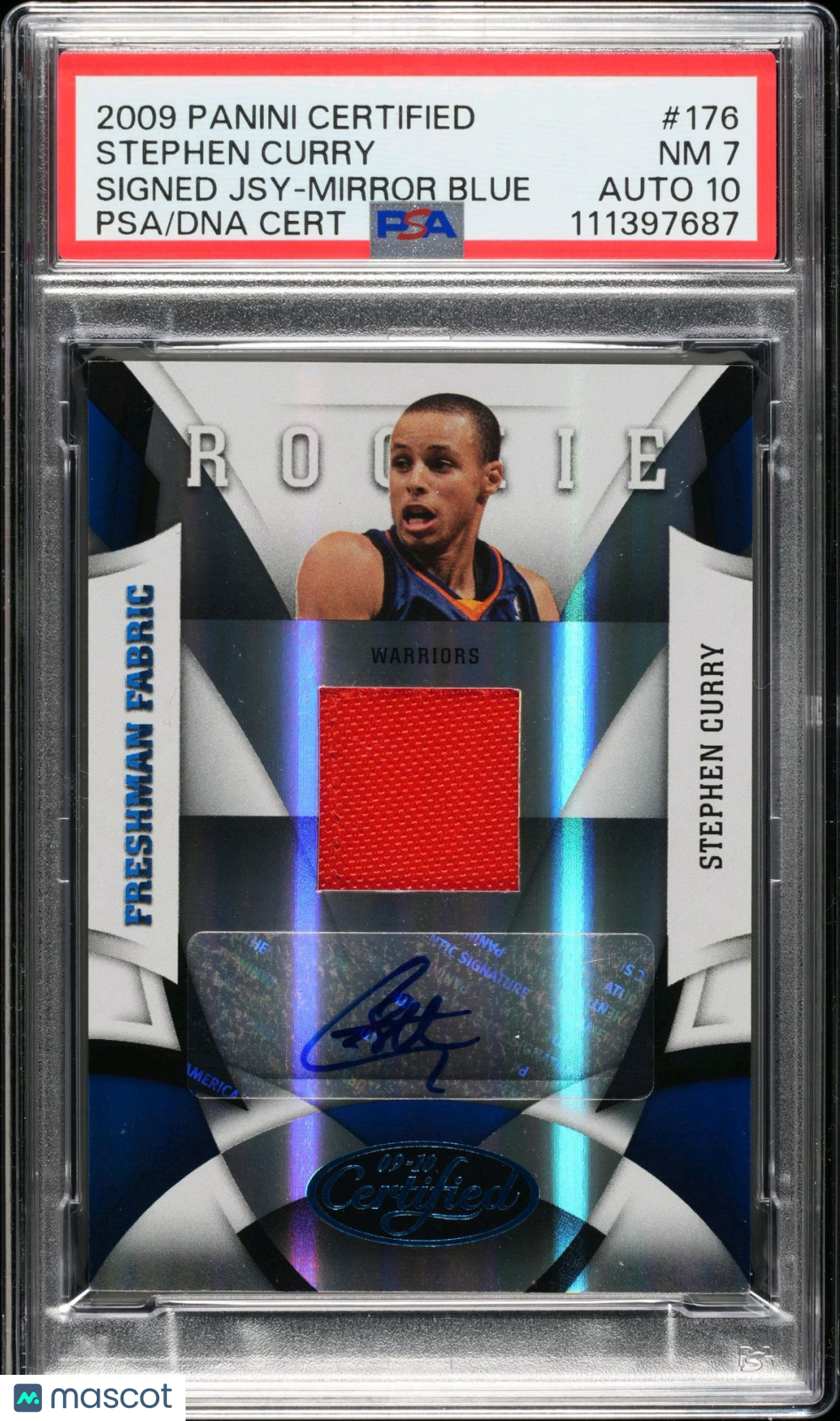 2009 Panini Certified Stephen Curry Auto Jersey Blue #176 PSA 7/10 Autograph