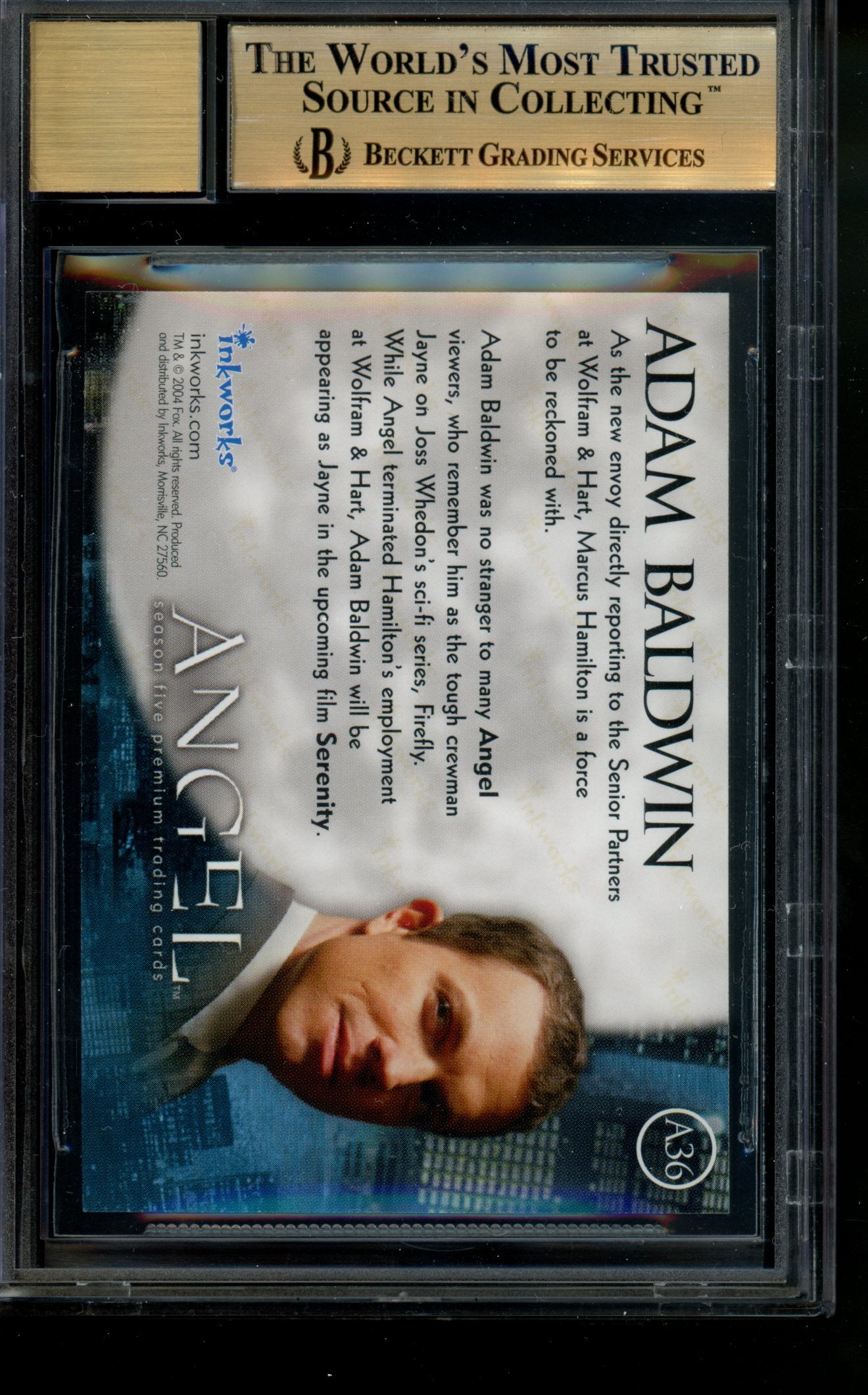 2004 Angel S5 Autograph Adam Baldwin as Marcus Hamilton Auto BGS 9.5