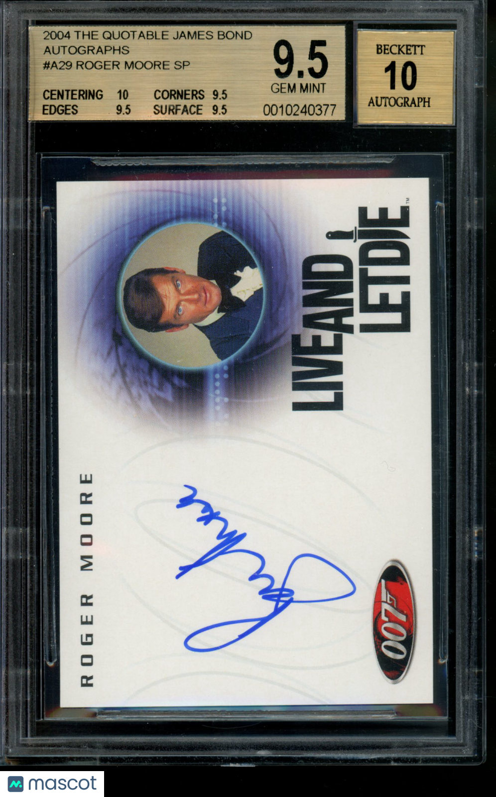 2004 James Bond Autograph Roger Moore Short Print Limited Auto BGS 9.5/10