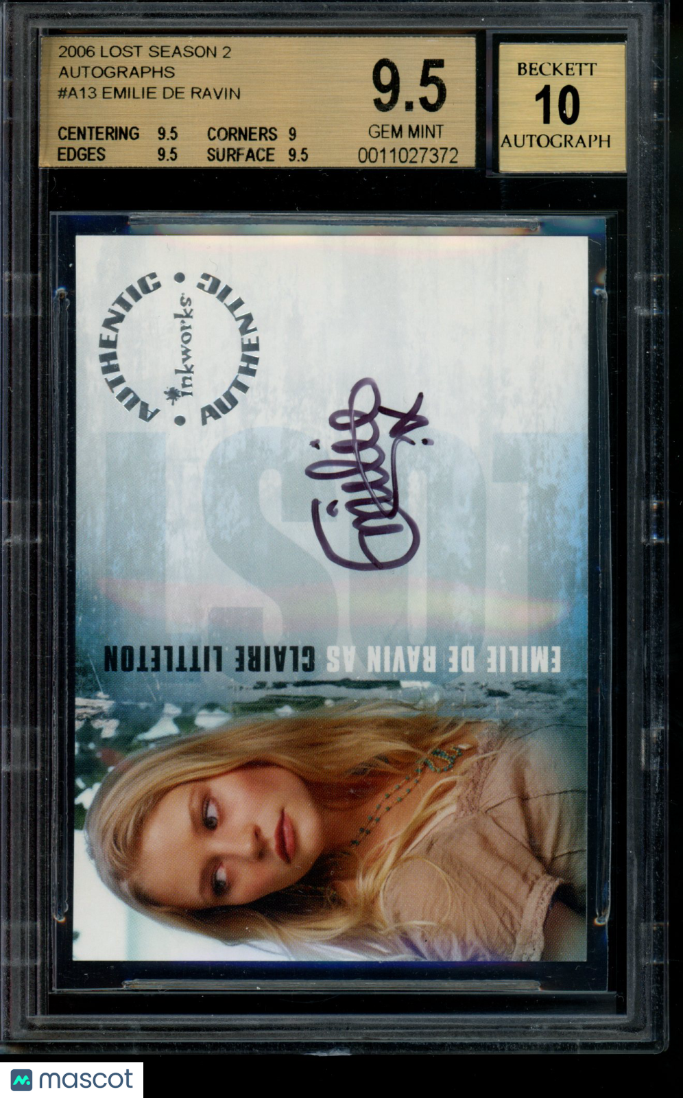 2006 Lost S2 Autograph Emilie De Ravin as Claire Littleton Auto BGS 9.5/10