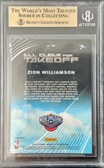 2019  Optic All Clear for Takeoff Gold Prizm Zion Williamson /10 Rookie BGS 9.5