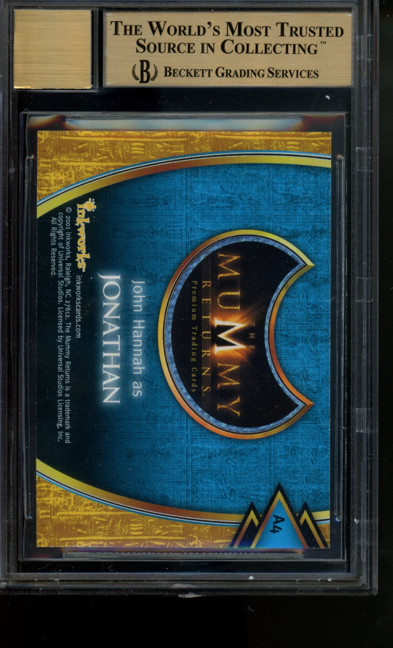 2001 The Mummy Returns Autographs John Hannah as Jonathan Auto #A4 BGS 9.5