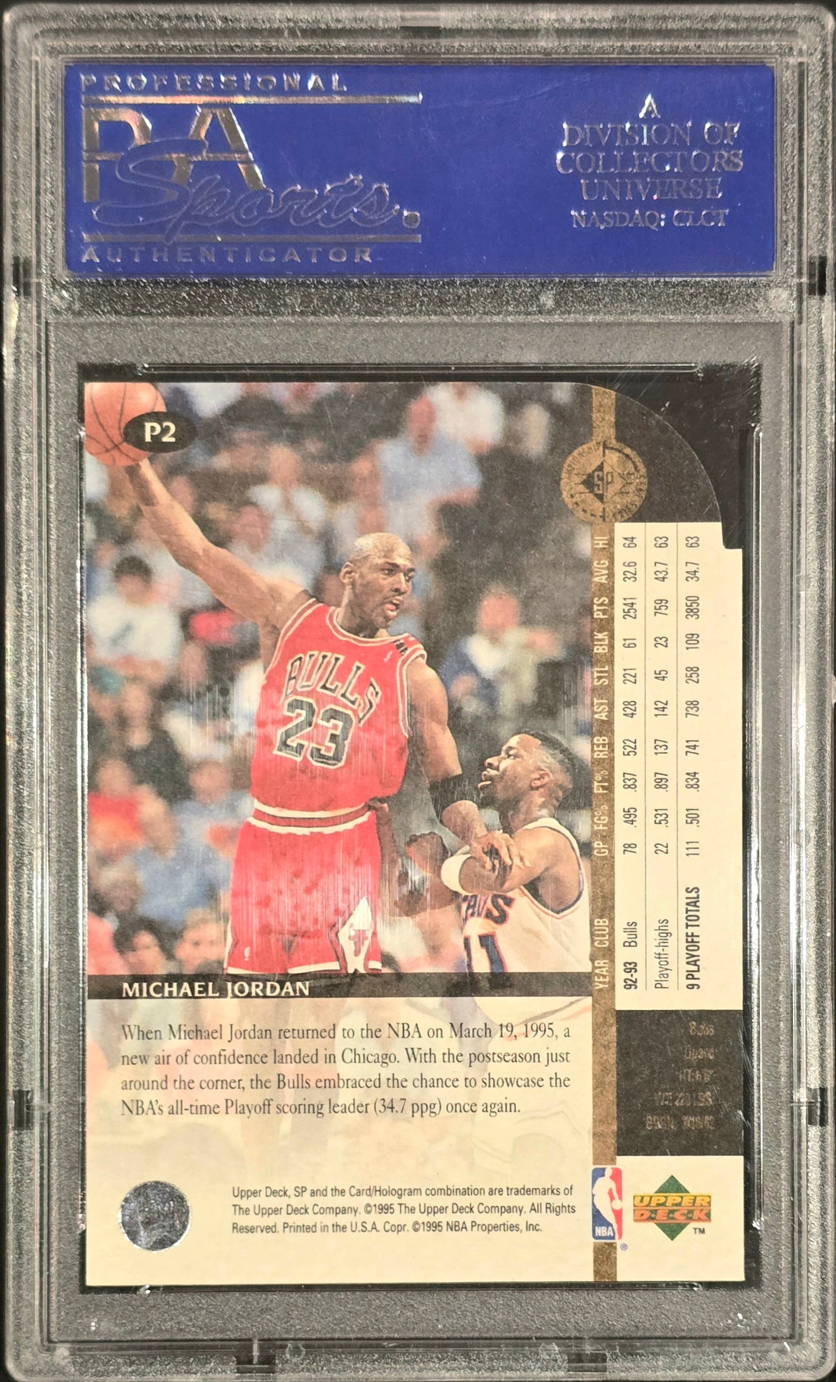 1994 SP Championship Playoff Heroes Michael Jordan #P2 Die Cut PSA 9 Mint