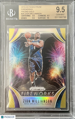 2019-20 Panini Prizm Fireworks Gold Rookie RC Zion Williamson #/10 BGS 9.5