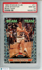 1992-93 Stadium Club John Stockton #11 Beam Team PSA 10 Gem Utah Jazz HOF