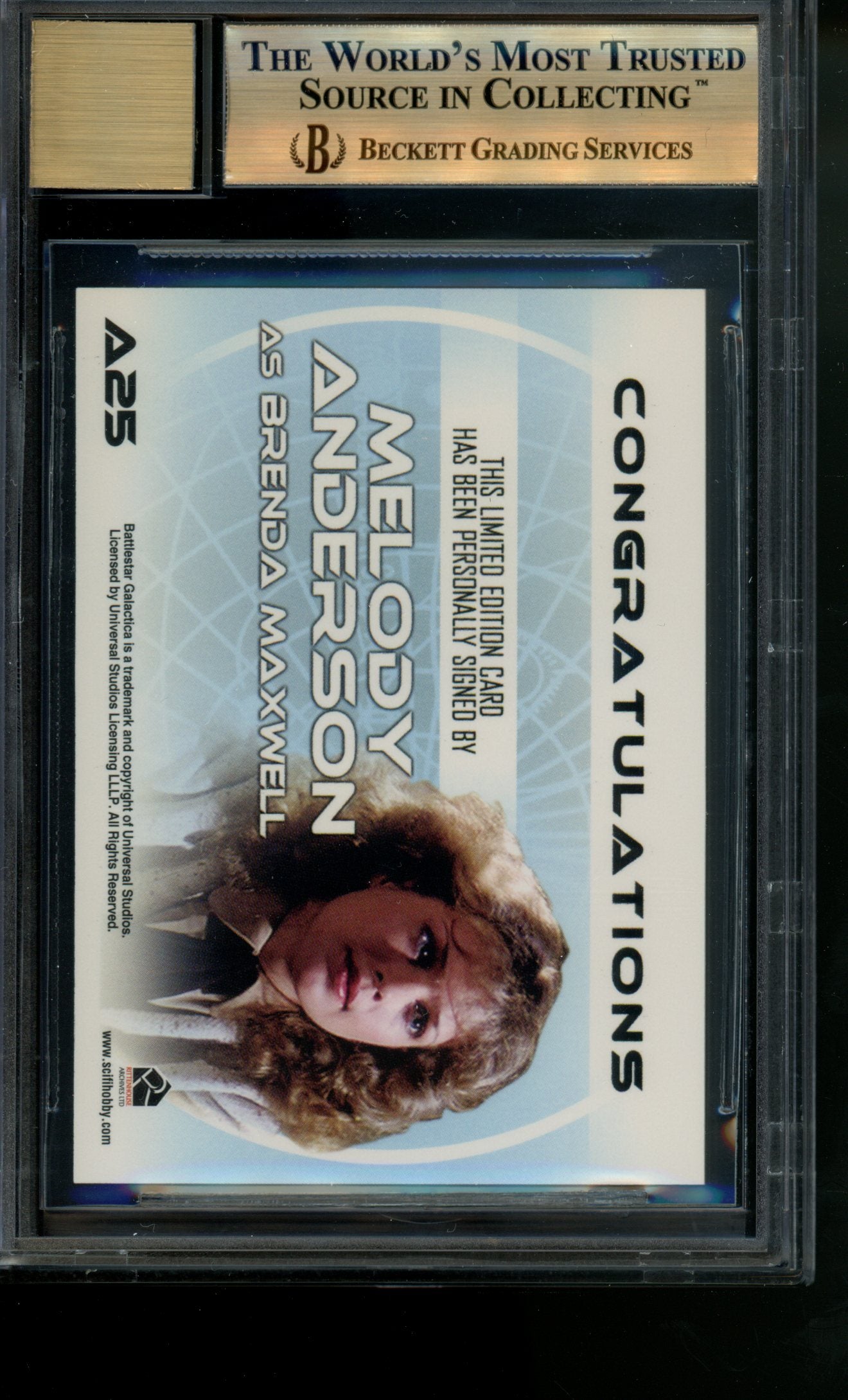 2006 Battlestar Galactica Col Warriors Autograph Melody Anderson BGS 9.5/10