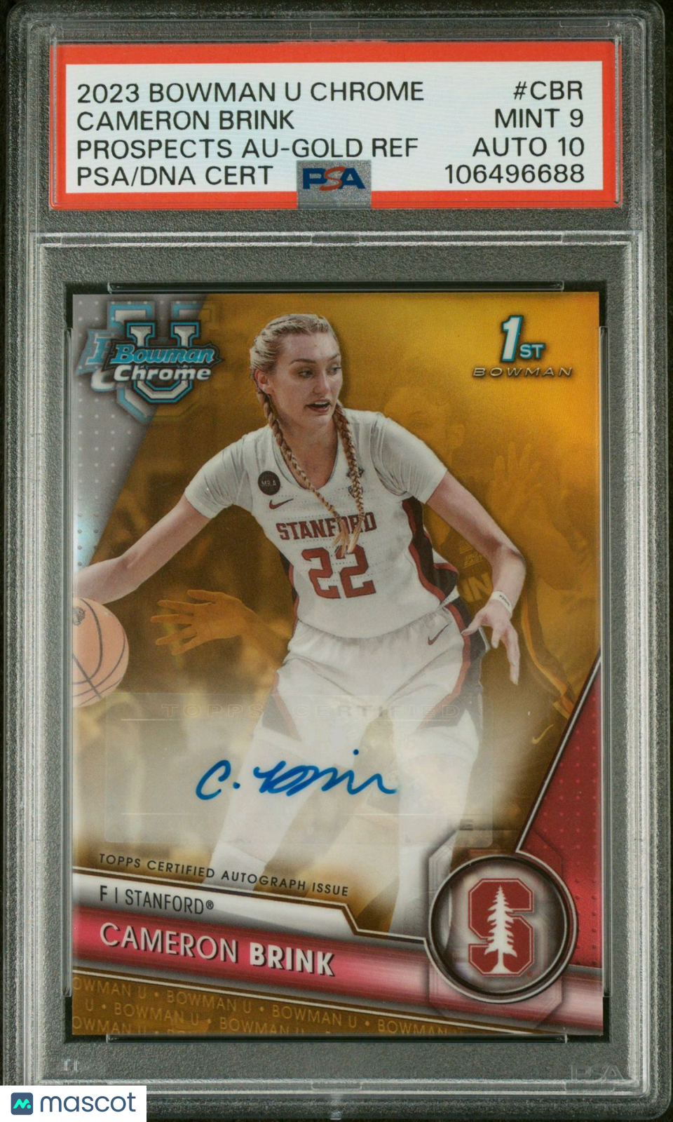 2023 Bowman U Chrome Rookie Auto Cameron Brink Gold Refractor /50 PSA 9 WNBA