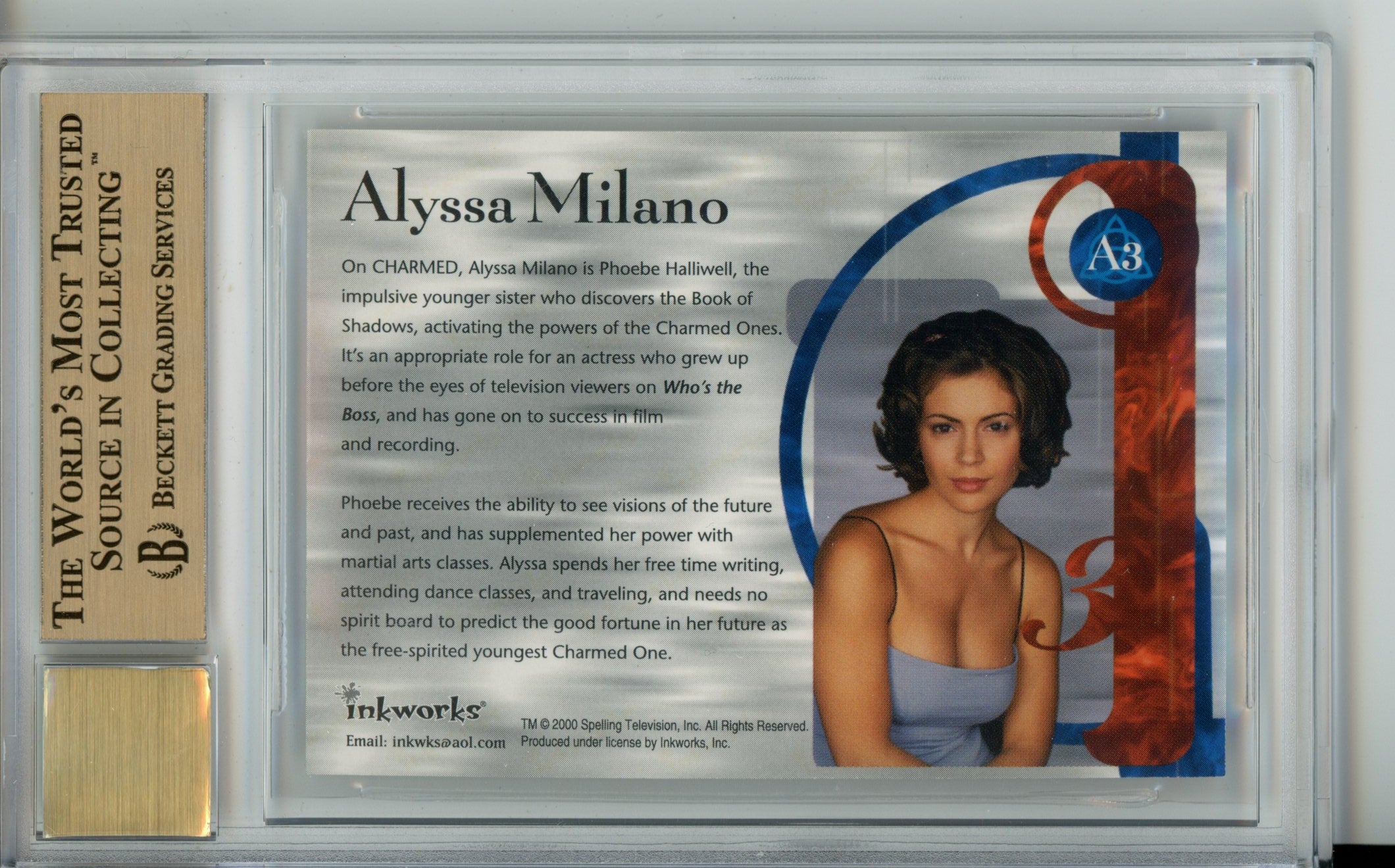 2003 Charmed The Power of Three Autographs Alyssa Milano Phoebe BGS 9.5/10 Auto