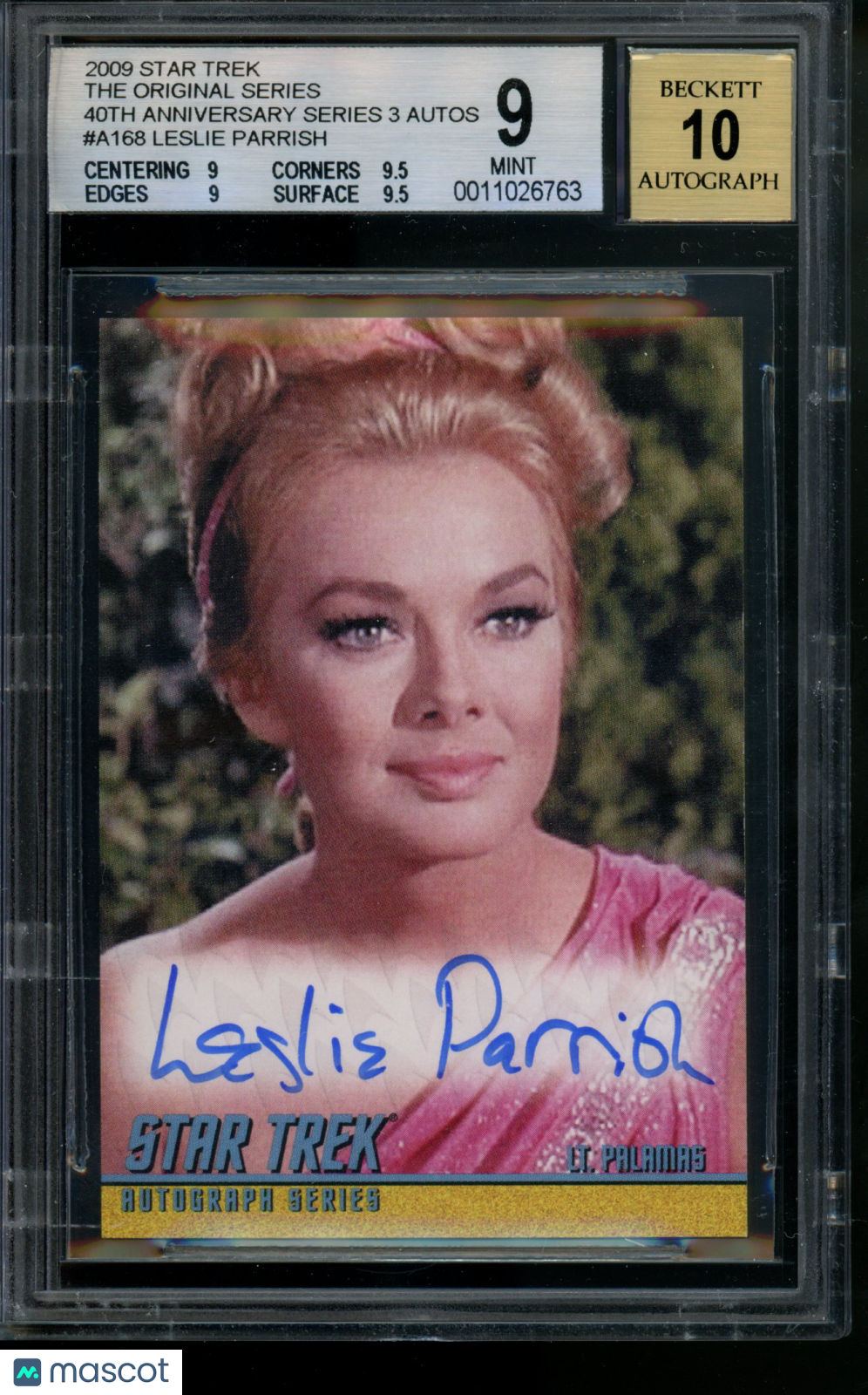 2009 Star Trek TOS 40th Anniv Series 3 Autographs Leslie Parrish Auto BGS 9/10