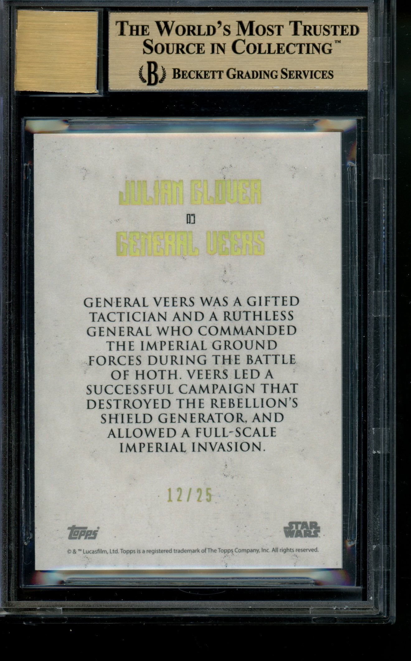 2017 Star Wars Stellar Signatures Blue Julian Glover Veers Auto /25 BGS 9.5/10