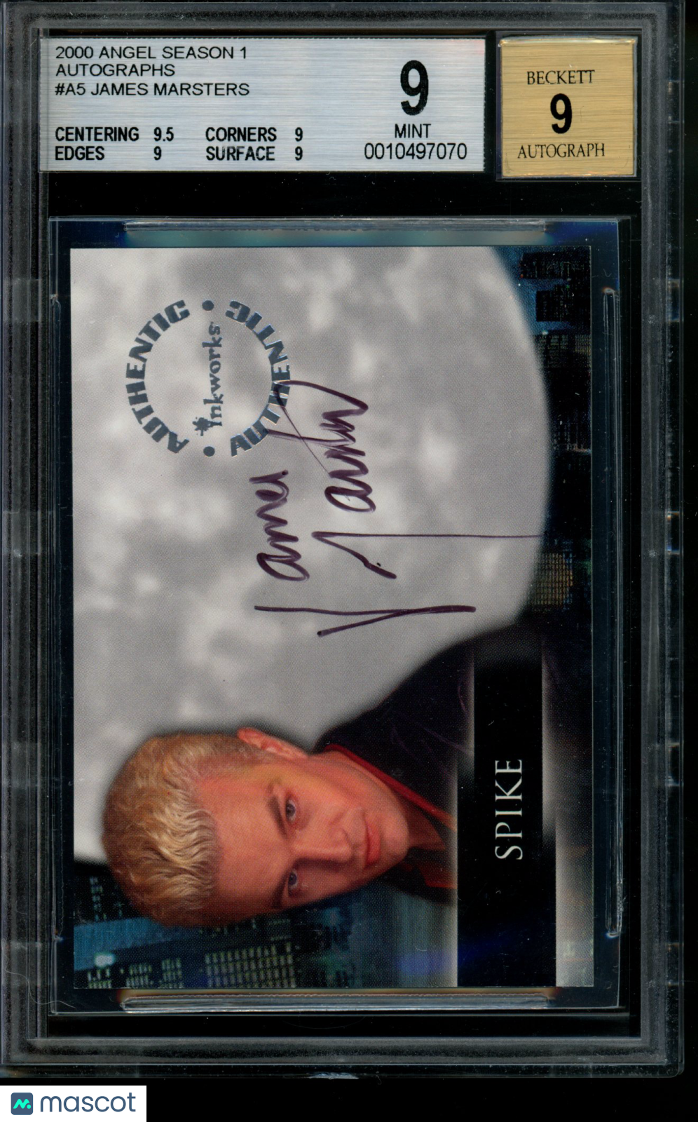 2000 Angel Season One Autograph James Marsters as Spike Auto #A5 BGS 9 Mint