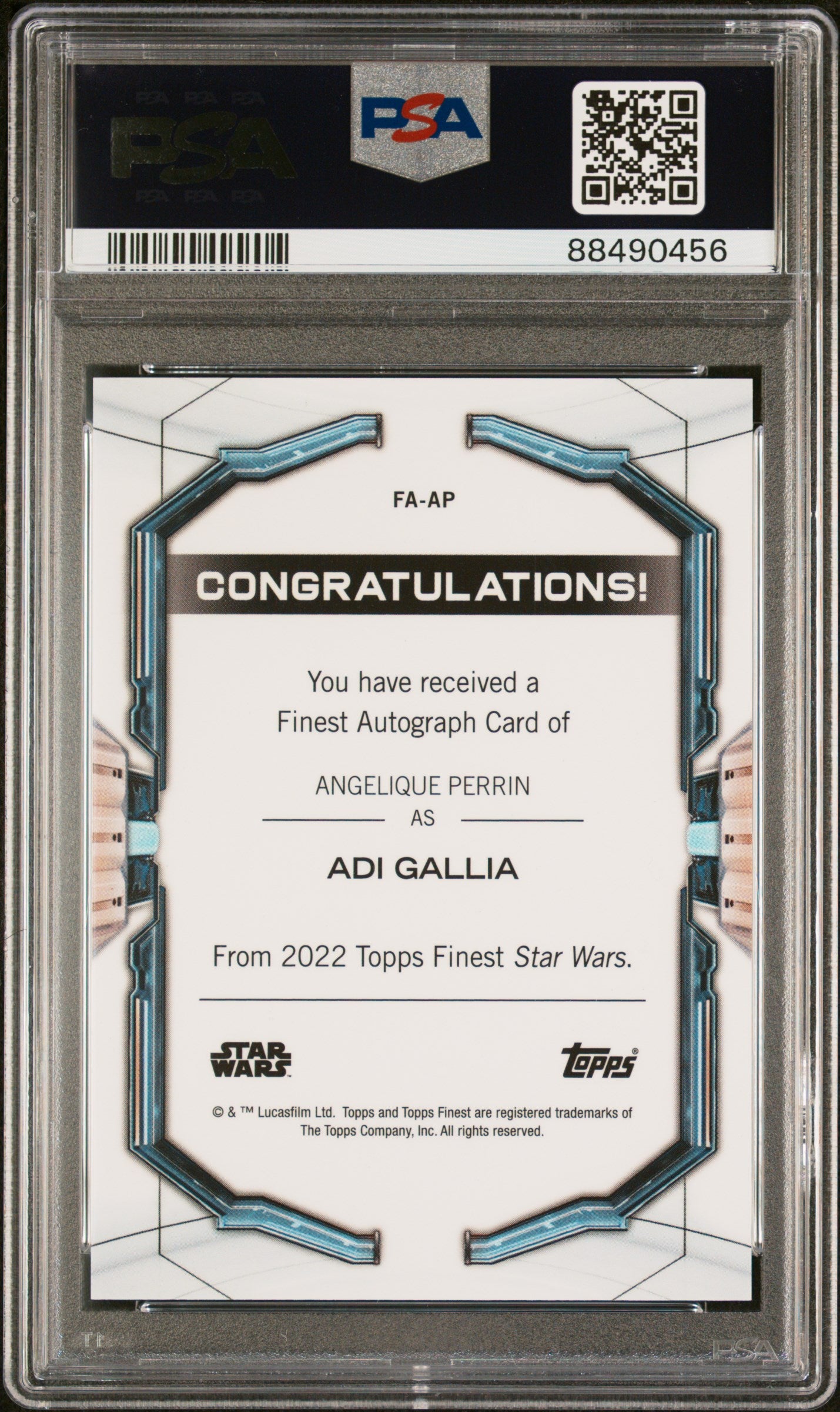 Topps Finest Star Wars Autograph Angelique Perrin Red Refractor #/5 PSA 9 Auto