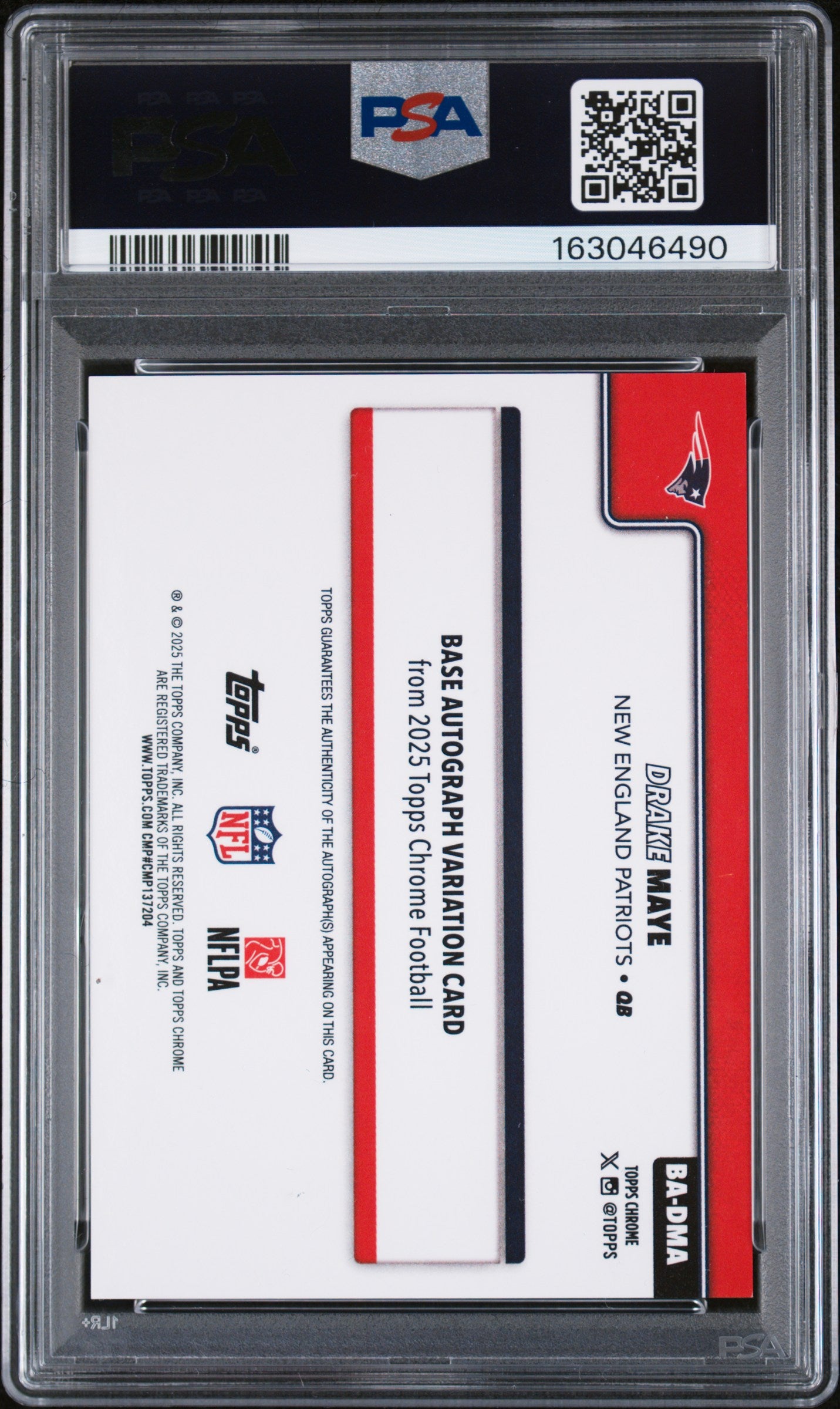 2025 Topps Chrome Autograph Drake Maye Gold Geometric Ref /50 PSA 9 Auto 10