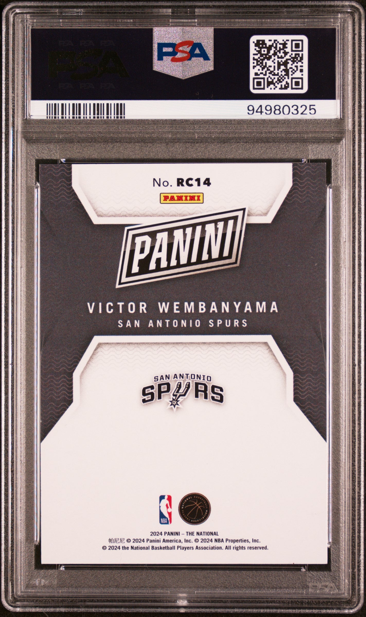 2024 Panini National NSCC VIP Rookies Victor Wembanyama RC Cracked Ice /25 PSA 9